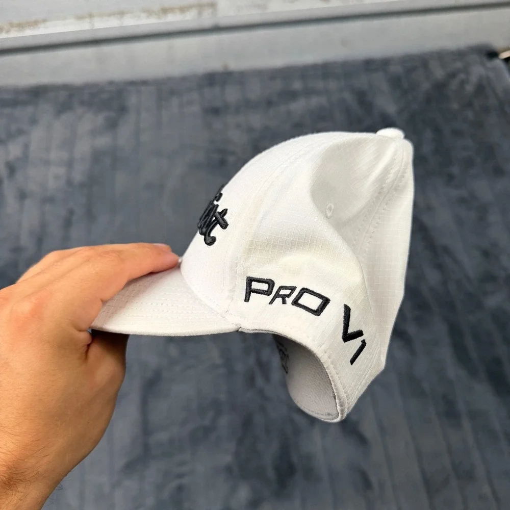 Titleist Golf Hat White Pro V1 FootJoy Ripstop Fitted Cap Mens ML